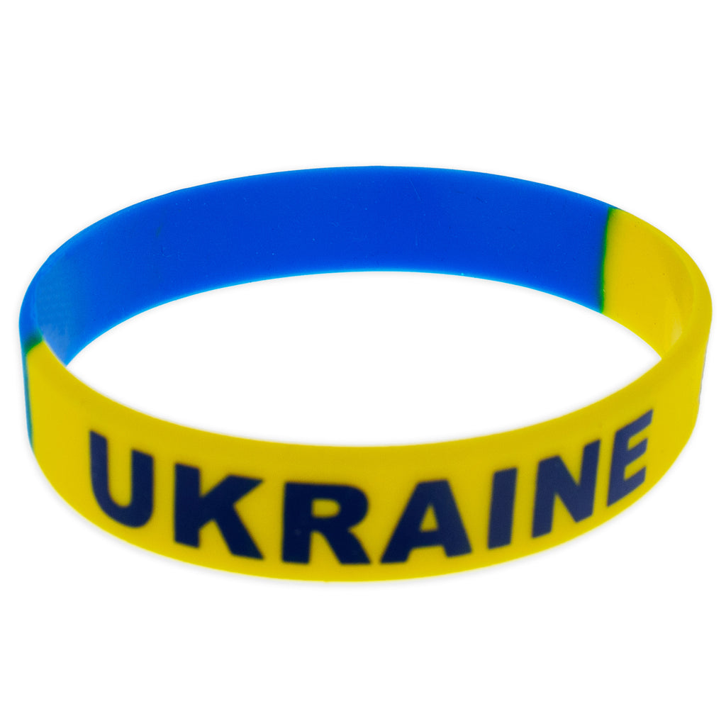 Support Ukraine Unisex Rubber Bracelet in Multi color Round