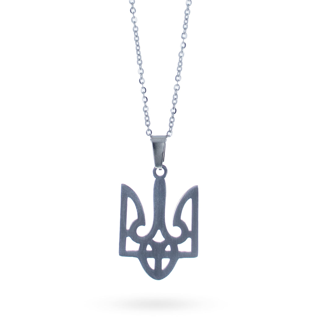 Silver Coat of Arms of Ukraine Tryzub Pendant Support Ukraine Necklace in Multi color