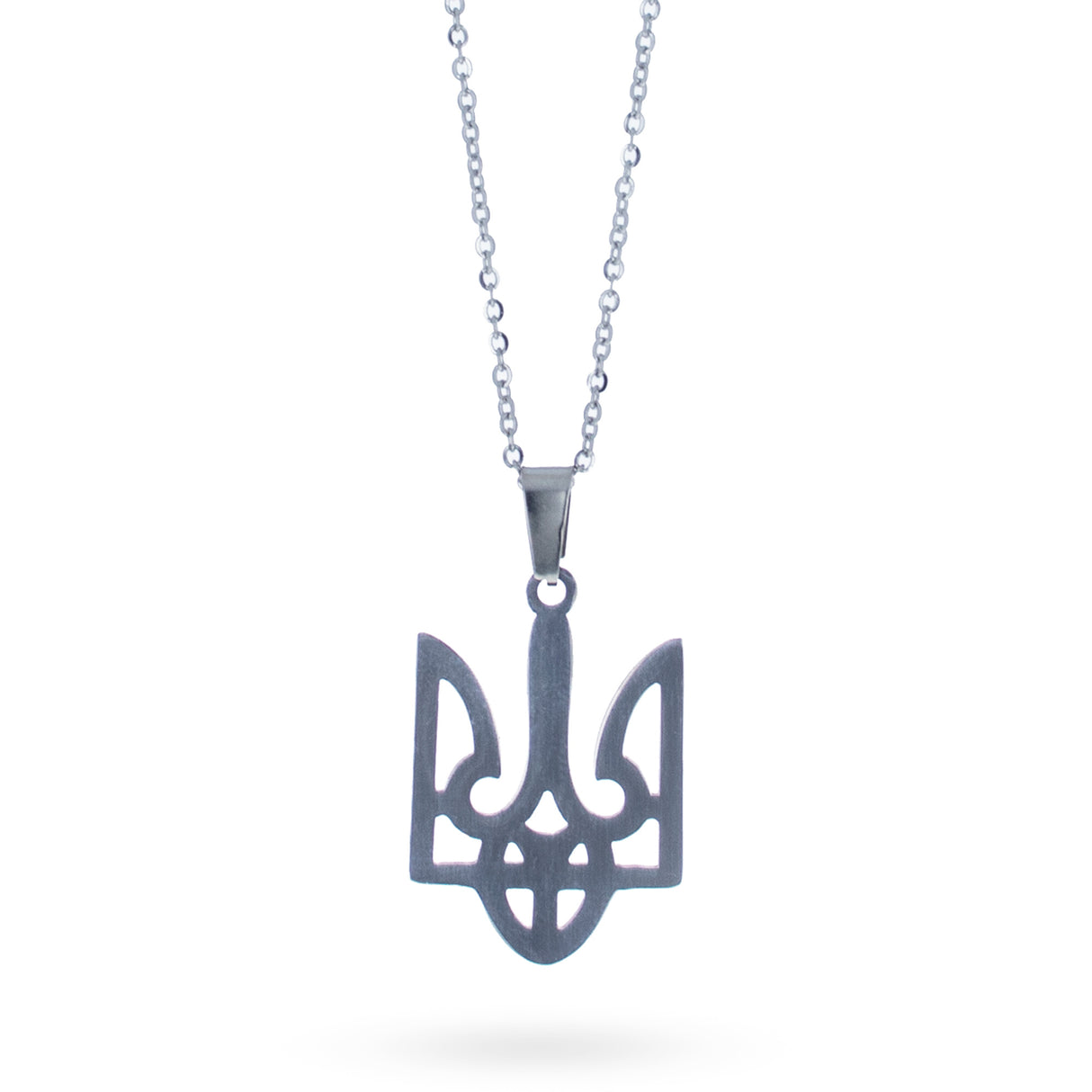 Silver Coat of Arms of Ukraine Tryzub Pendant Support Ukraine Necklace in Multi color,  shape