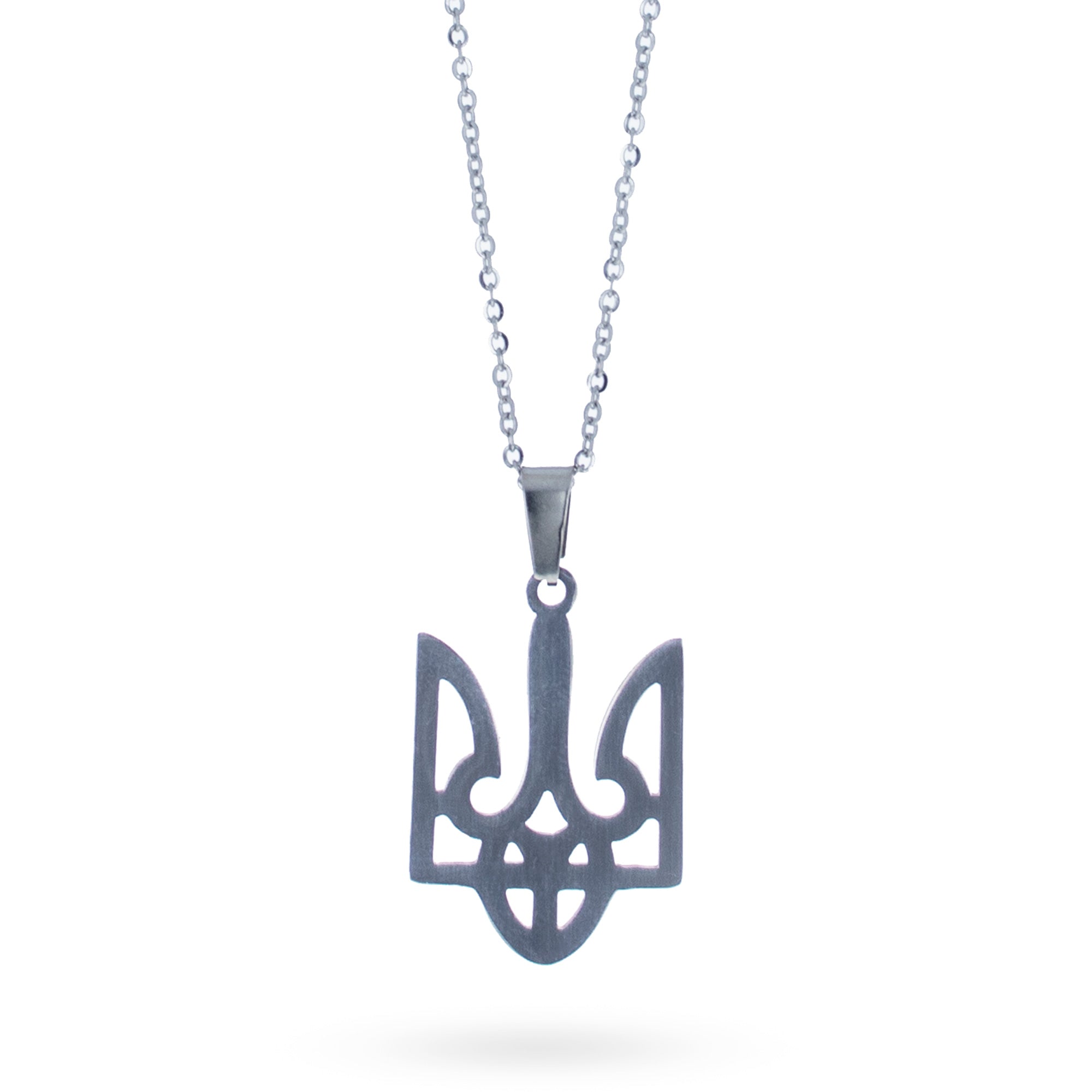 Silver Coat of Arms of Ukraine Tryzub Pendant Support Ukraine Necklace in Multi color