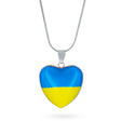 Plastic Ukraine Flag Heart Pendant Support Ukraine Necklace in Multi color Heart