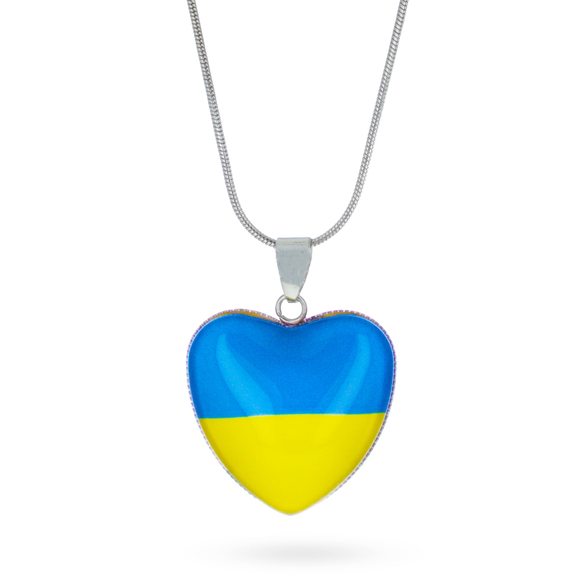 Ukraine Flag Heart Pendant Support Ukraine Necklace in Multi color Heart