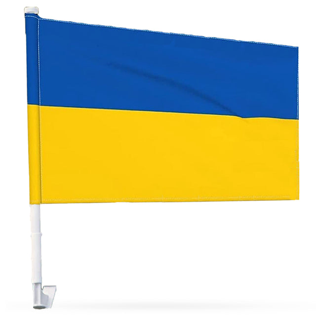 Stand with Ukraine Car Flag with the Window Clip on Flag of Ukraine Banner in Multi color, Rectangular shape