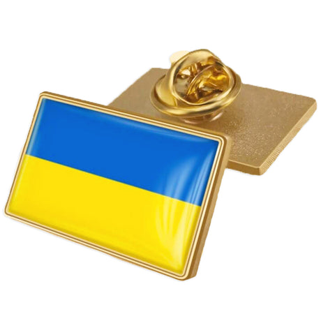 Metal Flag of Ukraine Badge Support Ukraine Pin in Multi color Rectangular