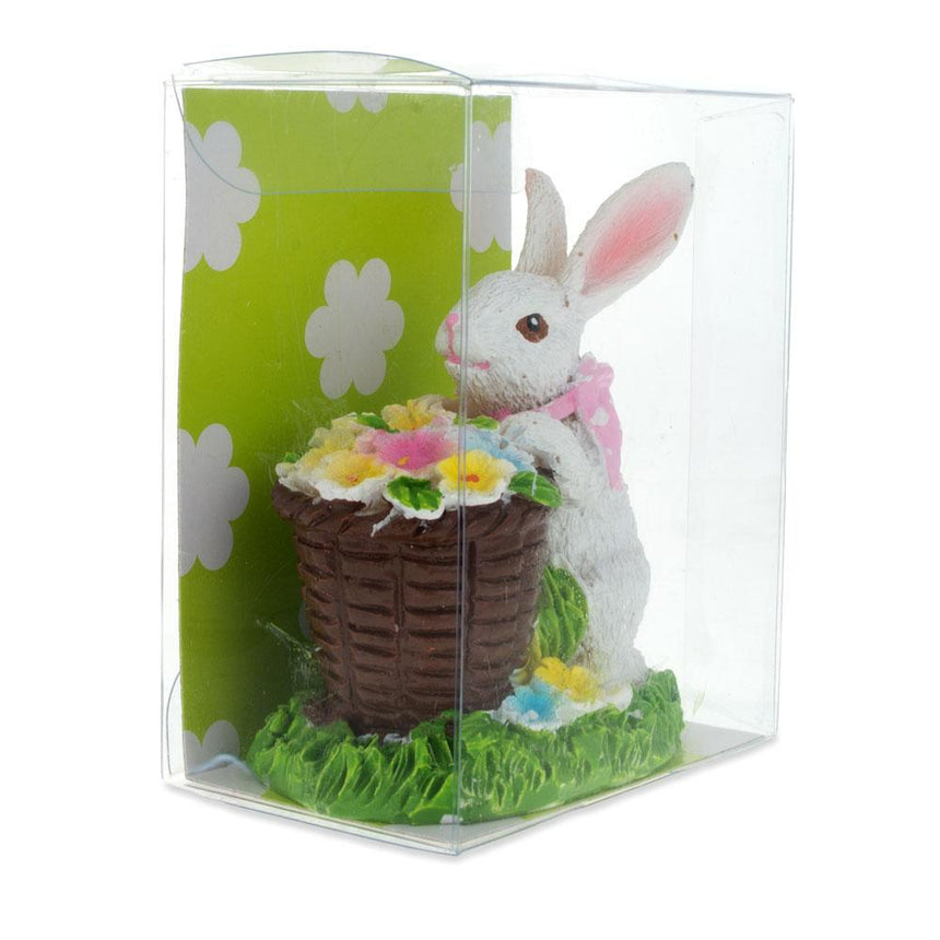 Shop Bunny with Easter Basket full of Flowers 3 Inches. Buy Easter Figurines Bunnies White   for Sale by Online Gift Shop BestPysanky Christmas figurine, holiday figure, figure figurine statute statuette Christmas decoration