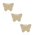 3 Butterflies Unfinished Wooden Shapes Craft Cutouts DIY Unpainted 3D Plaques 4 Inches in Beige color