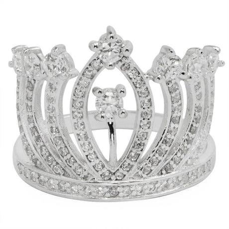 Queen's Crown Sterling Silver Women's Ring (Size 6) in Silver color,  shape