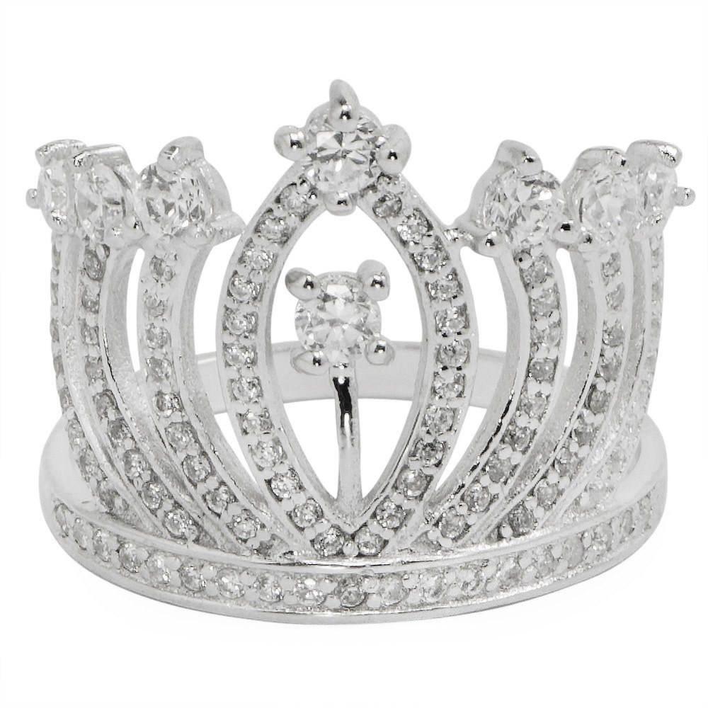 Queen's Crown Sterling Silver Women's Ring (Size 7) in Silver color