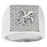 Fleur de Lis Sterling Silver Men's Ring (Size 10) in Silver color,  shape