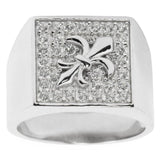 Fleur de Lis Sterling Silver Men's Ring (Size 9) in Silver color