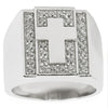 Sterling Silver Cross on Crystals Sterling Silver Men's Ring (Size 10) in Silver color