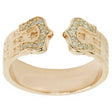 Lucky Horseshoe 14K Gold Plated Sterling Silver Men's Ring (Size 10) in Gold color
