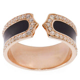 Black Stripe 14 Karat Gold Plated Sterling Silver Men's Ring (Size 10) in Gold color