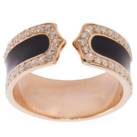 Black Stripe 14 Karat Gold Plated Sterling Silver Men's Ring (Size 10) in Gold color