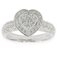 Crystal Heart Sterling Silver Women's Ring (Size 6) in Silver color