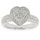 Crystal Heart Sterling Silver Women's Ring (Size 6) in Silver color