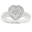 Crystal Heart Sterling Silver Women's Ring (Size 7) in Silver color