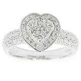Crystal Heart Sterling Silver Women's Ring (Size 7) in Silver color