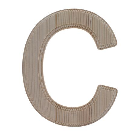 Unfinished Wooden Arial Font Letter C (6.25 Inches) in Beige color,  shape