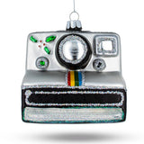 Polaroid Camera Glass Christmas Ornament in Multi color,  shape