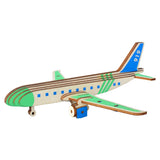 Passenger Airplane Model Kit - Wooden Laser-Cut 3D Puzzle (27 Pcs) in Multi color