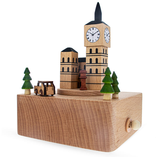 Big Ben, London Musical Figurine with Moving Magnetic Car in Brown color,  shape