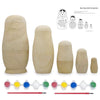 Wood Set of 5 Unfinished Unpainted Wooden Nesting Dolls Craft DIY Kit 6 Inches in beige color