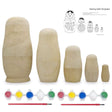 Set of 5 Unfinished Unpainted Wooden Nesting Dolls Craft DIY Kit 6 Inches in beige color,  shape
