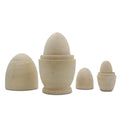 Set of 4 Unpainted Wooden Nesting Eggs Craft 5.25 Inches in Beige color