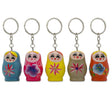 Wood 5 Wooden Nesting Dolls Key Chains 1.75 Inches in Multi color
