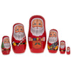 Wood Set of 6 Santa with Christmas Gifts Wooden Nesting Dolls 5.5 Inches in red color