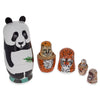 Panda, Tiger, Leopard, Monkey, Eagle Wooden Nesting Dolls ,dimensions in inches: 5.5 x 1.3 x