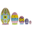 Wood Set of 5 Ukrainian Easter Eggs Pysanky Wooden Nesting Dolls 5 Inches in Multi color Oval