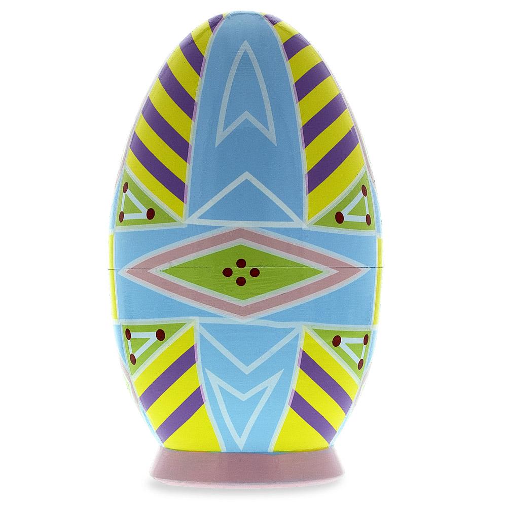 Set of 5 Ukrainian Easter Eggs Pysanky Wooden Nesting Dolls 5 Inches ,dimensions in inches: 5 x 2.3 x