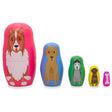 Wood Dogs and Puppies with Bone Animal Wooden Nesting Dolls 4.75 Inches in Multi color