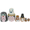 Set of 6 Animals Wooden Nesting Dolls- Owl, Bear, Fox, Cat, Monkey, Pig ,dimensions in inches: 5.75 x 2.8 x 2.8