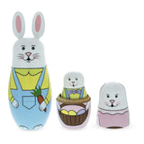 Set of 5 Bunny Family & Carrot Wooden Nesting Dolls 7 Inches Tall ,dimensions in inches: 7 x 2.7 x 2.7