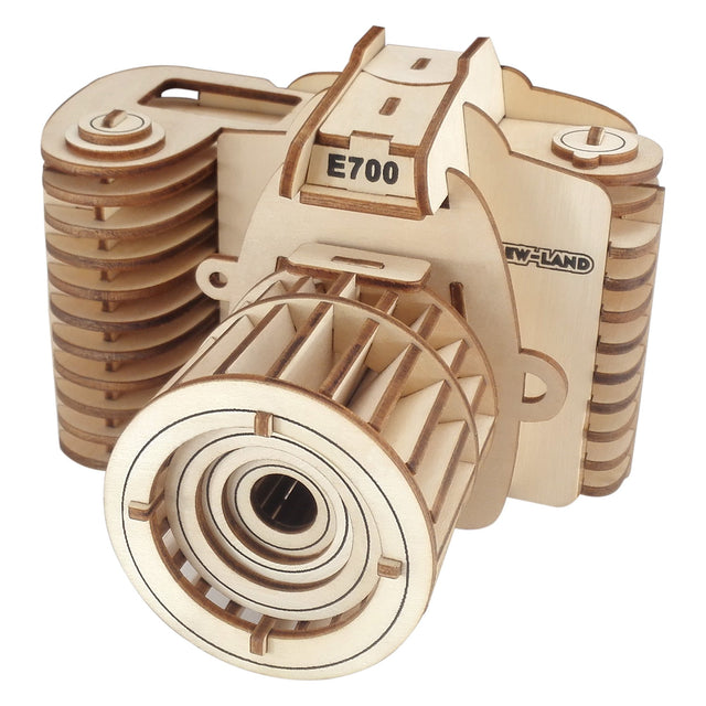 Camera Model Kit - Wooden Laser-Cut 3D Puzzle (57 Pcs) in Beige color,  shape