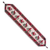 Cardinal, Mistletoe Poinsettia Christmas Tablecloth Holiday Runner 77 Inches in  color Rectangular