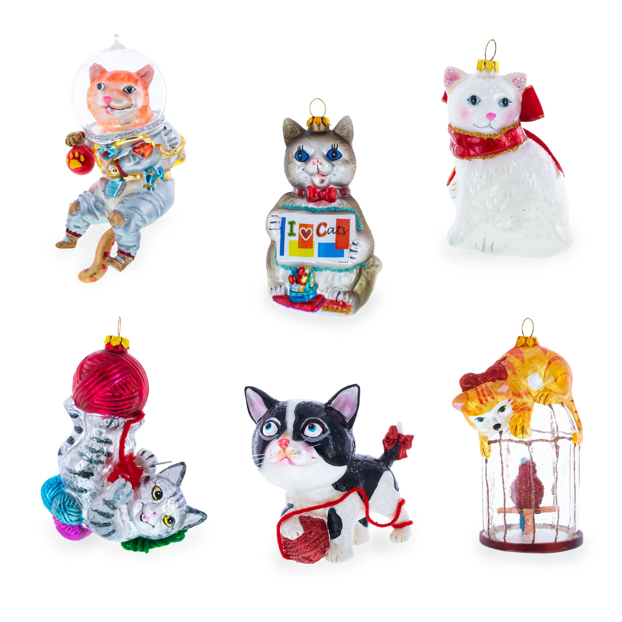 Shop Glittered Orange Cat Glass Christmas Ornament. Buy Christmas Ornaments > Animals > Cats Orange Figurine