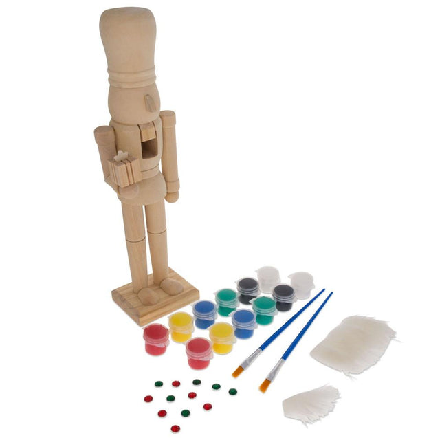 Unfinished Wooden Nutcracker DIY Craft Kit 12 Inches in Beige color,  shape