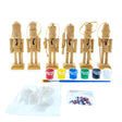 Set of 6 Unfinished Wooden Nutcrackers DIY Craft Kit 5 Inches in Beige color