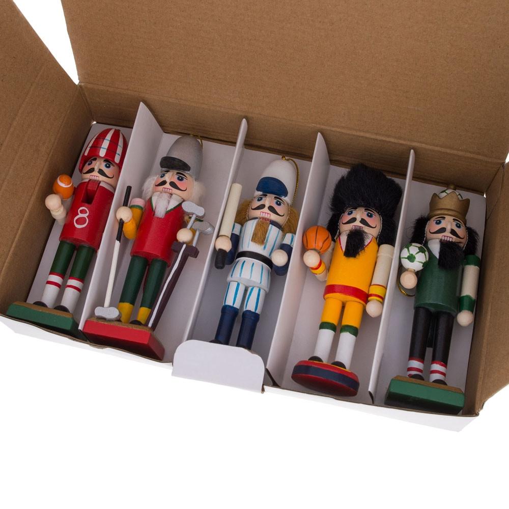 5 Sport Players Nutcrackers: Football, Golfer, Baseball, Basketball, SoccerChina , dimensions in inches: 5 x 10 x 6