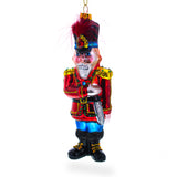 Nutcracker Soldier Glass Christmas Ornament in Red color