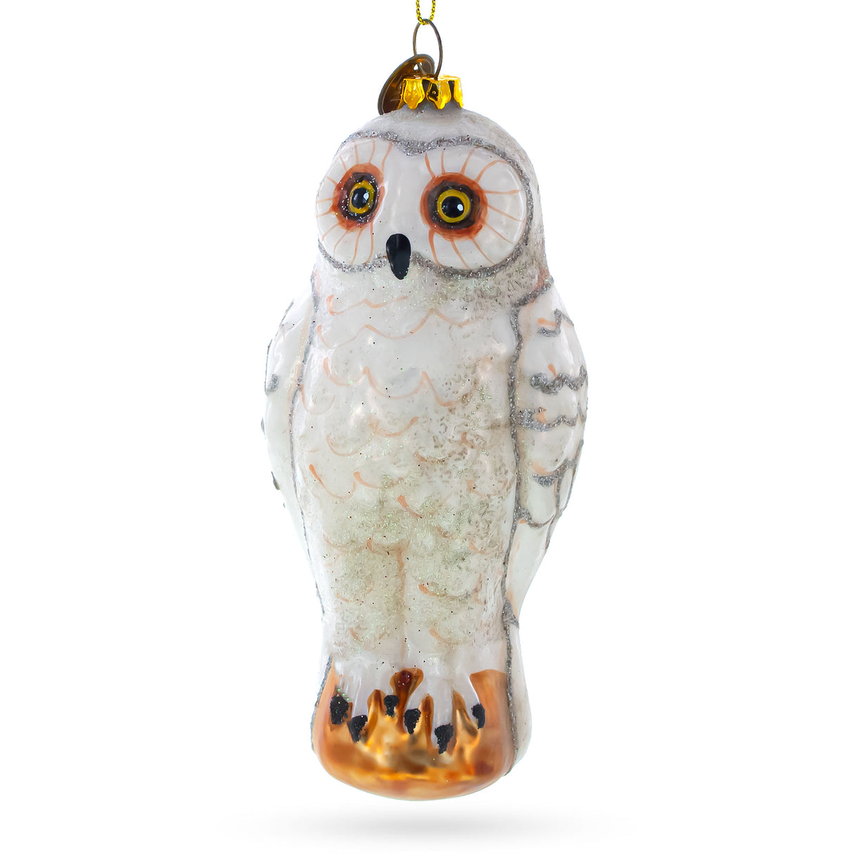 Enchanting White Owl Premium - Exquisite Blown Glass Christmas Ornament in White color,  shape