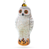 Glass Enchanting White Owl Premium - Exquisite Blown Glass Christmas Ornament in White color
