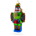 Colorful Nutcracker Glass Christmas Ornament in Green color Figurine