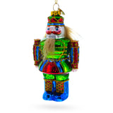 Colorful Nutcracker Glass Christmas Ornament in Green color