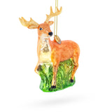 White-Tailed Deer Glass Christmas Ornament in Brown color