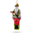 Lumberjack Hunter Santa Blown Glass Christmas Ornament in Multi color